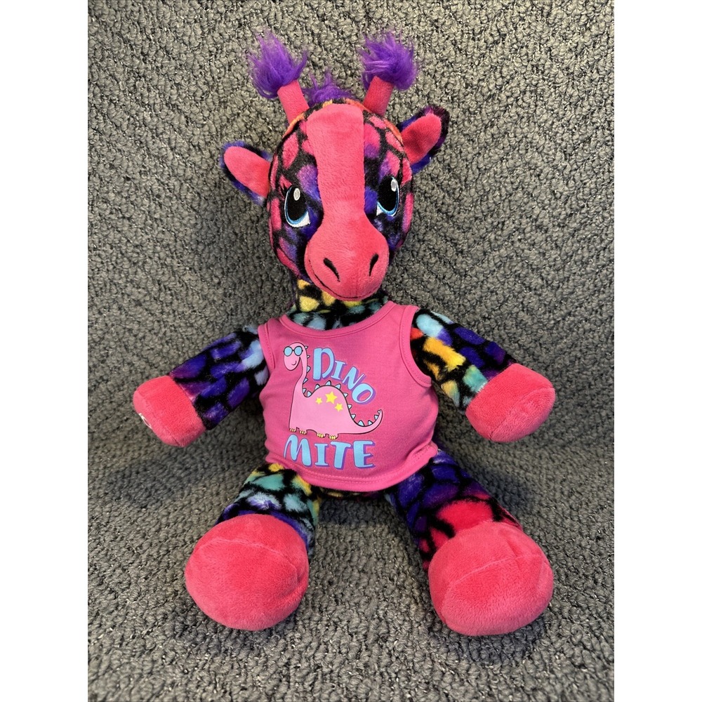 RARE Build A Bear‎ Rainbow Giraffe Wild Style Lisa Frank Pink Version 18"